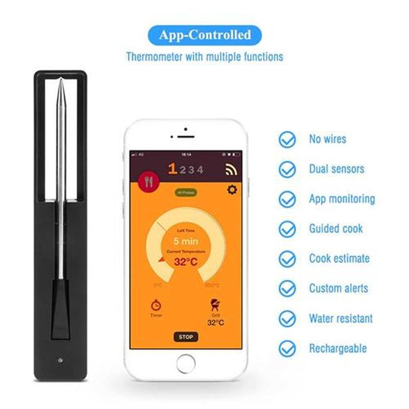 Wireless Meat Food Thermometer for Oven Grill BBQ Steak Turk