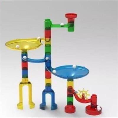 Kids DIY Construction Marble Race Run Track Building Blocks