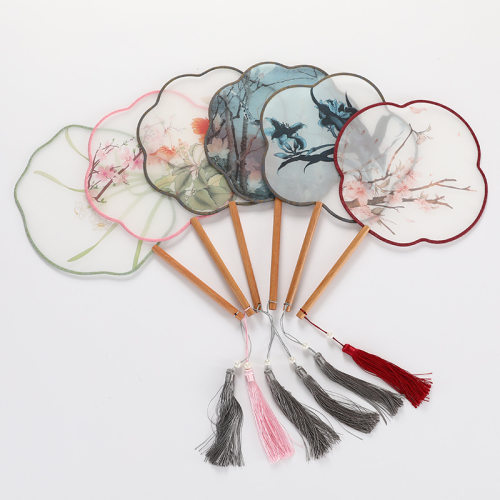 Vintage Hand Held Fans Retro Flower Fan Translucent Long