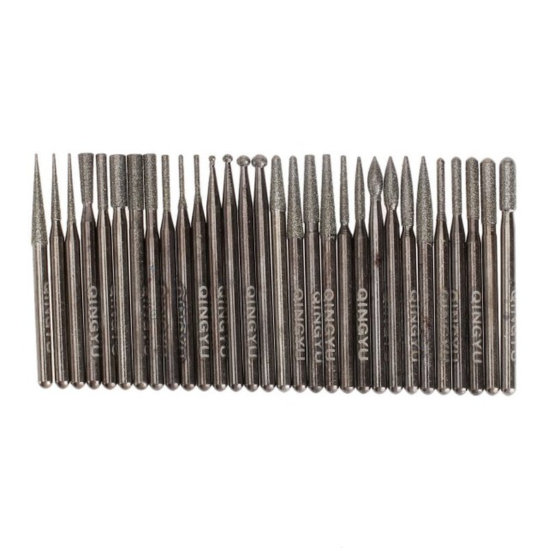 30Pcs Dremel Accessories Diamond Grinding Head Burrs Bit Set