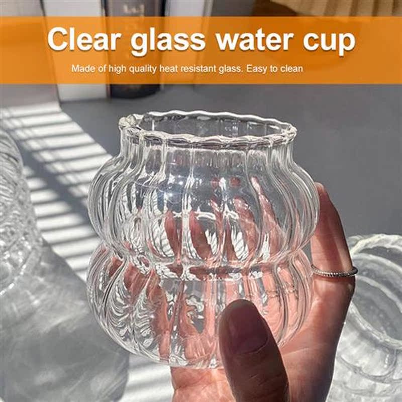 410/650/865ml Juice Water Cup Ribbed Glass Heat-resistant