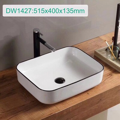 White and Black Washbasin Ceramic Bathroom Sinks  Glass Vess