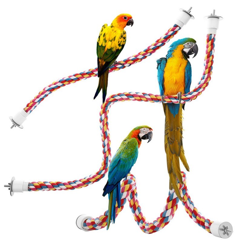 Pet Bird Bite Toys Parrot Color Cotton Rope Toys Elastic