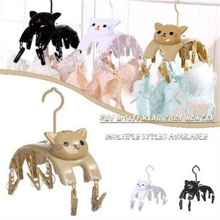 Cute Cat Mini Kids Clothes Hanger With 10 Clothes Pegs Hats