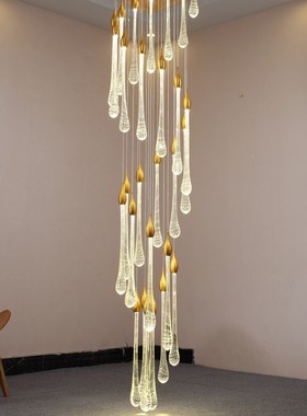 Modern led large staircase crystal ceiling chandelier lighti