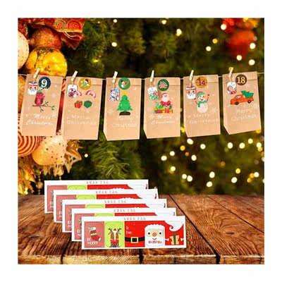 24 Set Christmas Advent Calendar Bags 24 Days Calendar Kraft