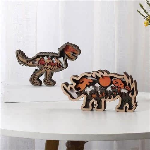 Wooden Animal Ornaments Home Living Room Decoration Doll