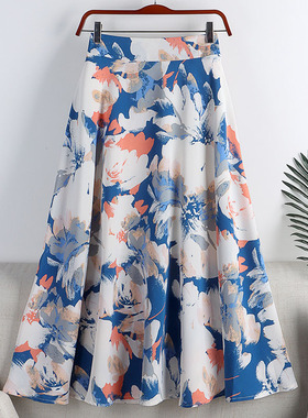 2022 Summer Chiffon Ink Landscape Printed Skirt Mujer Faldas