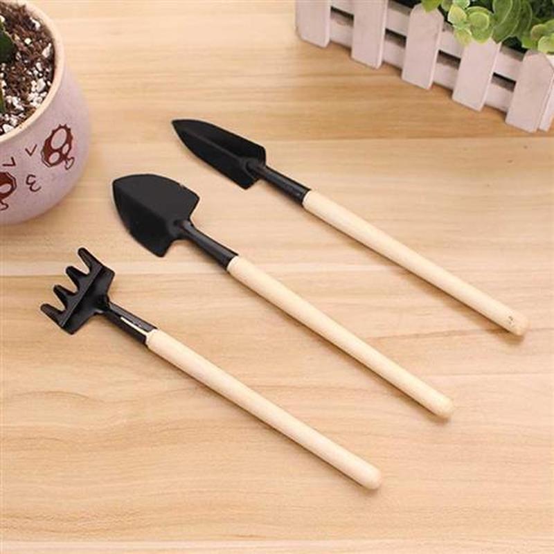 3pcs Mini Portable Gardening Tool Metal Head Shovel Rake Spa