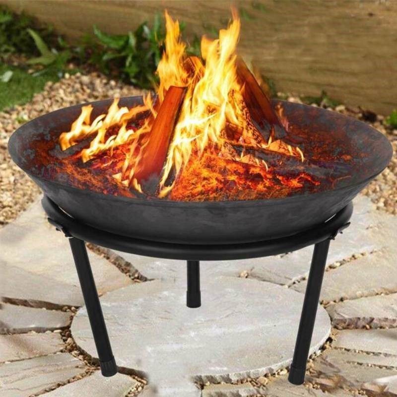 55 x 55 cm Steel Large Fire Bowl Cast Iron Firepit Modern St