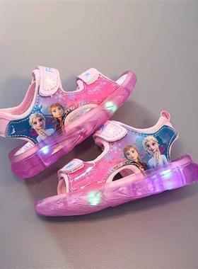 Frozen Summer Korean Anna Elsa Princess Sandals Light Lumino