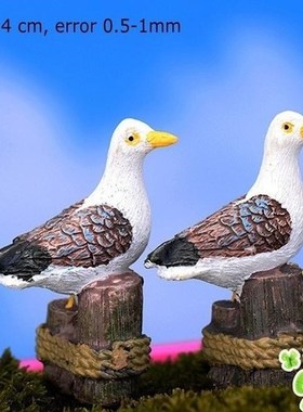3Pcs Sea Bird Seagull Stand Stump Miniature Fairy Garden Hom