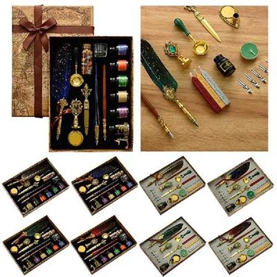 Antique Feather Dip Pen Kit Retro Vintage Wooden Dip Pen