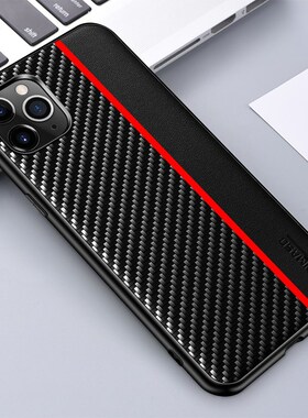 For IPhone 12 11 Pro Max Case Carbon Fiber PU Leather Shock