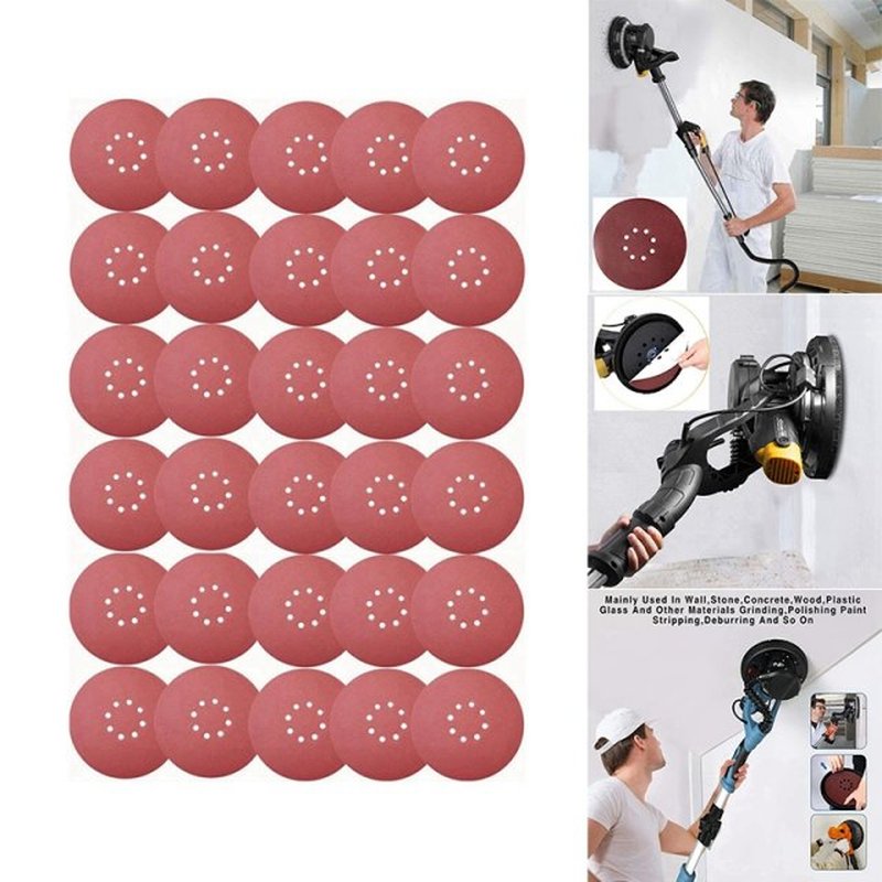 30PCS 9 Inch 8 Hole Sanding Discs Assorted Hook and Loop San