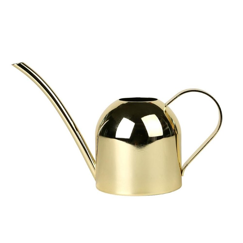 Watering Can Gold Color Stainless Steel Pot Long Spout Indoo