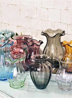 Creative Glass Vase Decoration Tabletop Color Glass Vase Han