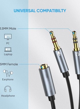 Oppselve 3.5mm Jack Microphone Headset Audio Splitter Cable