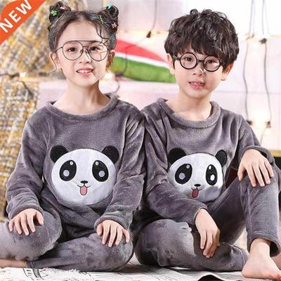 Winter Wm Kids Sleepwe Baby Boys Ctoon Panda Pajamas S