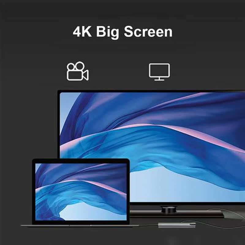 8 In 1 4K Multiport Type C To USB-C HDMI Adapter USB 3.0 Cab