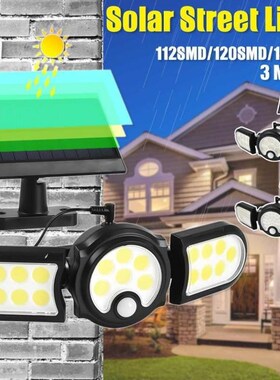 NEW 112/120/140 LED Solar Lights Outdoor 3 Head Motion Senso