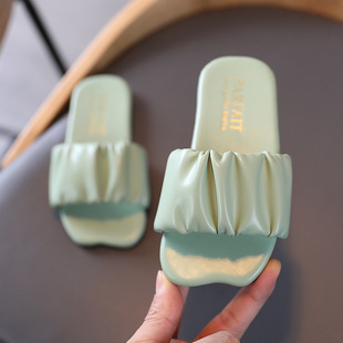 Girls Sandals Slides Kids Summer Beach Sandals Pleated Ruffl