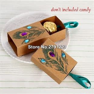 New Peacock Feather Candy Boxes Drawer Design Wedding
