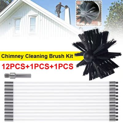 Chimney Cleaner Brush Kit Clean Rotary Sweep System Fireplac