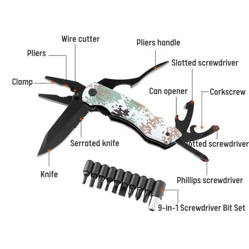 Dropship Folding Plier Multitool Knife Screwdriver Set Bit S