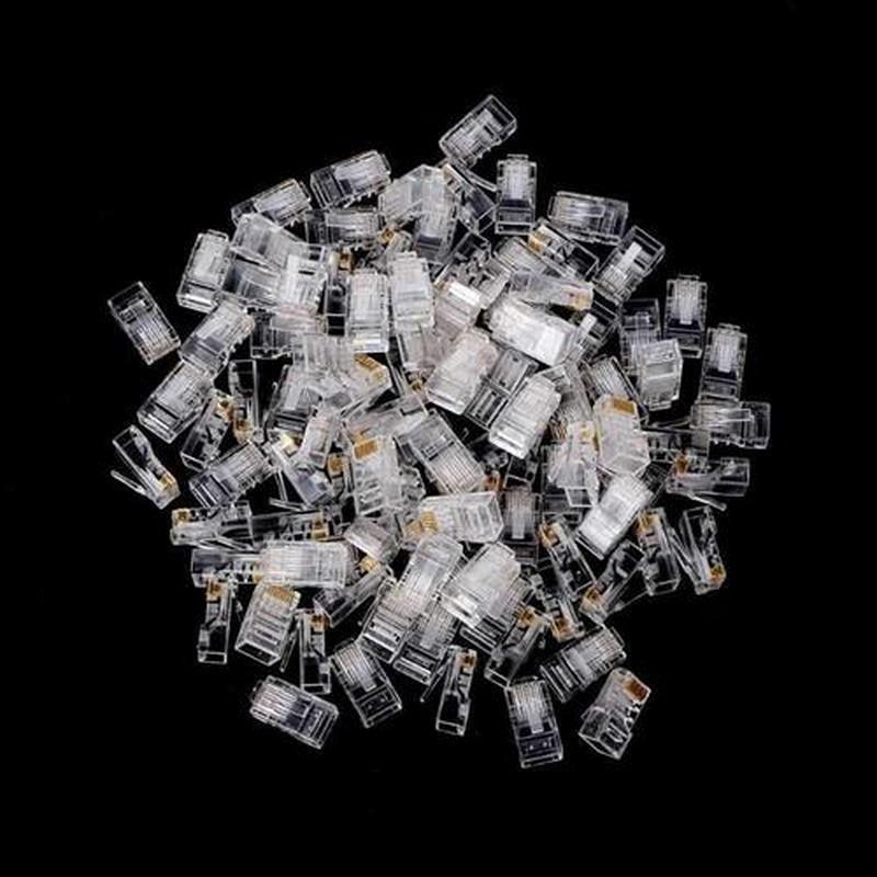 100Pcs Gold Plated RJ45 Net Network Cables Modular Plug Cat5