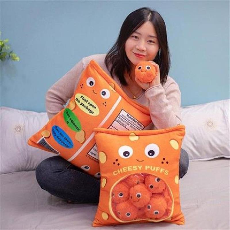 6pcs /9pcs A Bag Of Cheesy Puffs Toy Stuffed Soft Snack