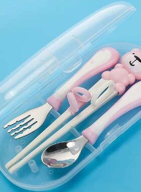 Cartoon Bear Children Spoon Fork Chopsticks Set Baby