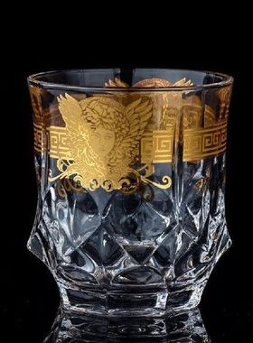 Kaca Kreatif Kaca Wiski Medusa Dilukis Kepala Emas Kaca