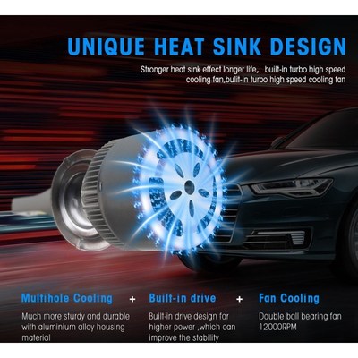 2pcs 12V 7200LM H4 H7 Led Coche H7 Led Headlight Bulb H1 H13