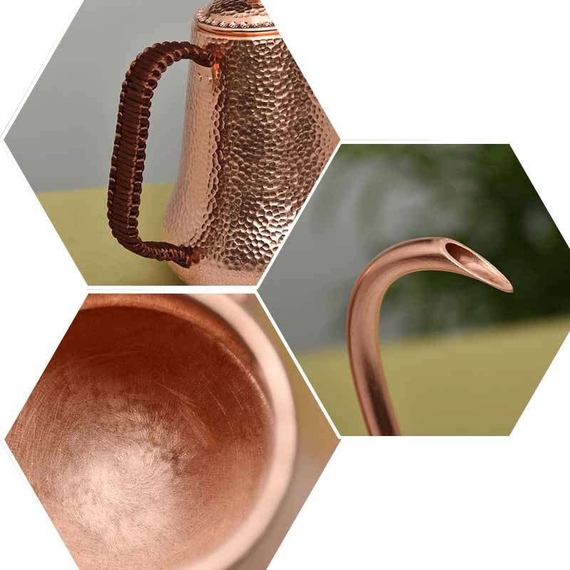 Hammered Coffee Tea Pot Pure Red Copper Premium Quality Drip