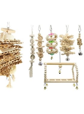 8 Pcs Parrot Toys: 1 Pcs Loofah Cuttlebone Grass Parrot Bite