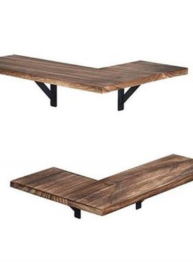 2 Pack Corner Wall Shelves Rustic Wood Corner Floating
