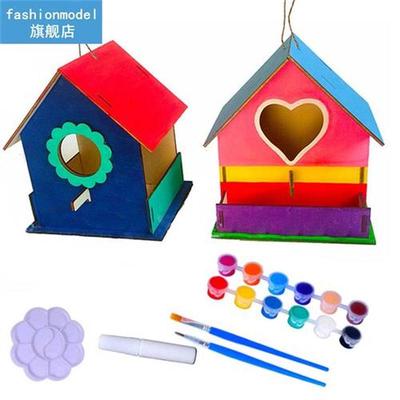 For Kids Hanging 12 Colors Paints Unpainted Wooden Arts Educ