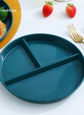 VandHome Compartment Plate For Food Round Plastic Salad Dinn