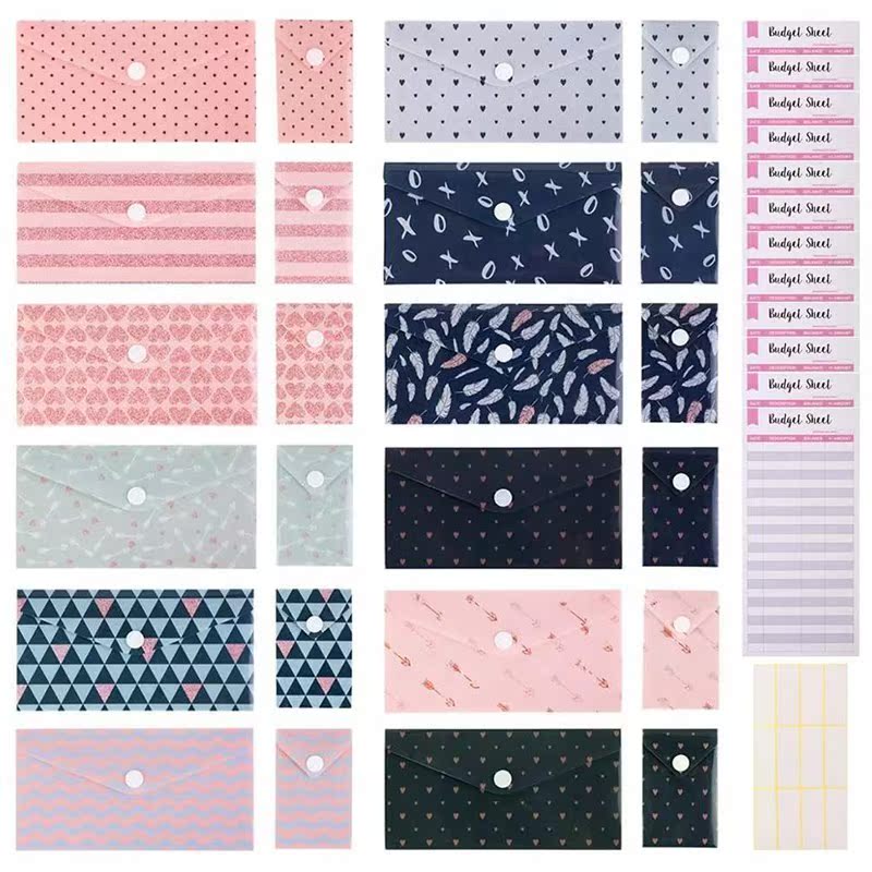 24 Packs Budget Envelopes Laminated Cash Envelope for Budget