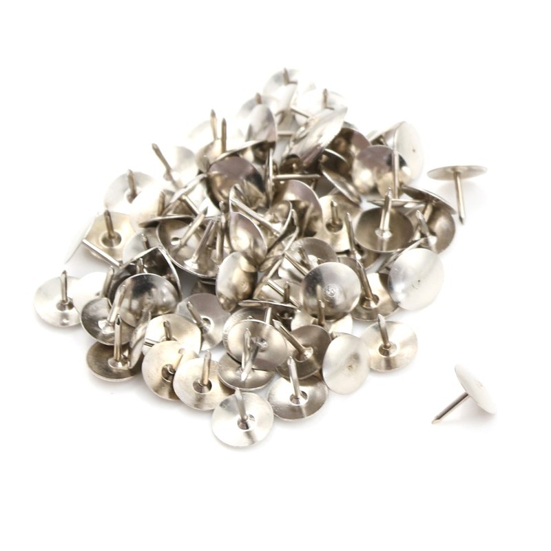 80Pcs Silver Tone Corkboard Photo Push Pins Thumb Tacks