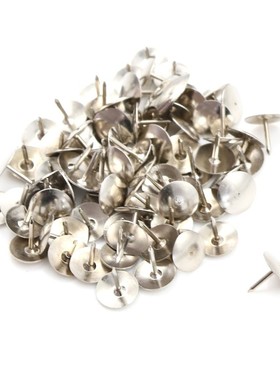 80Pcs Silver Tone Corkboard Photo Push Pins Thumb Tacks