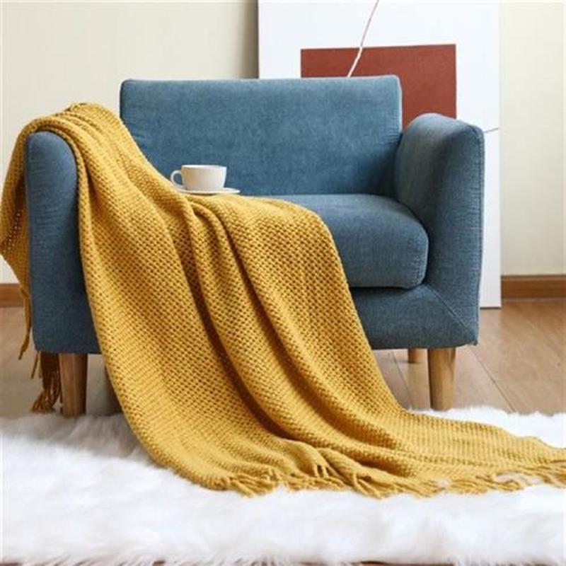 Sofa Blanket Knitted Blanket Shawl Blanket Solid Color