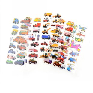 5Pcs 3D Cartoon Transport Cars Stickers Kids Classic Toys Bu