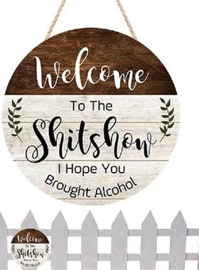 Interchangeable Welcome Sign Door Decorations Round Wood
