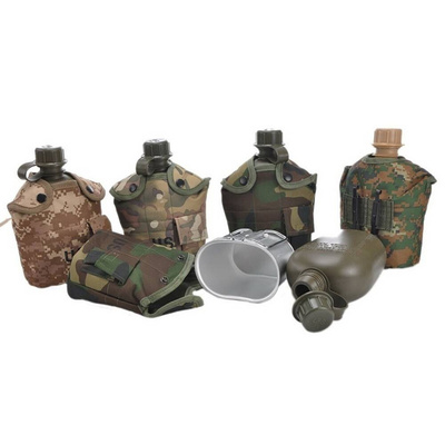 1L Army Military Water Bottle Camping Hiking Canteen Cup wit