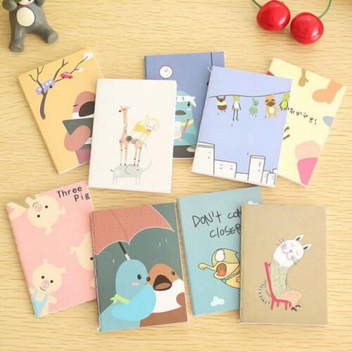 1/2/5Pcs Cartoon Image Notebook 20Pages Vintage Retro Notepa