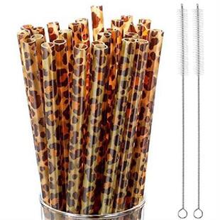 Leopard Printed Plastic Straws Drinking Printed Animal