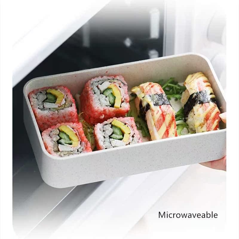 1000ml Protable Lunch Box Double Layer Wheat Straw Bento Box