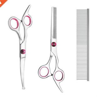 3 Pack Dog Grooming Scissors Kit with Safety Round Tip Thinn